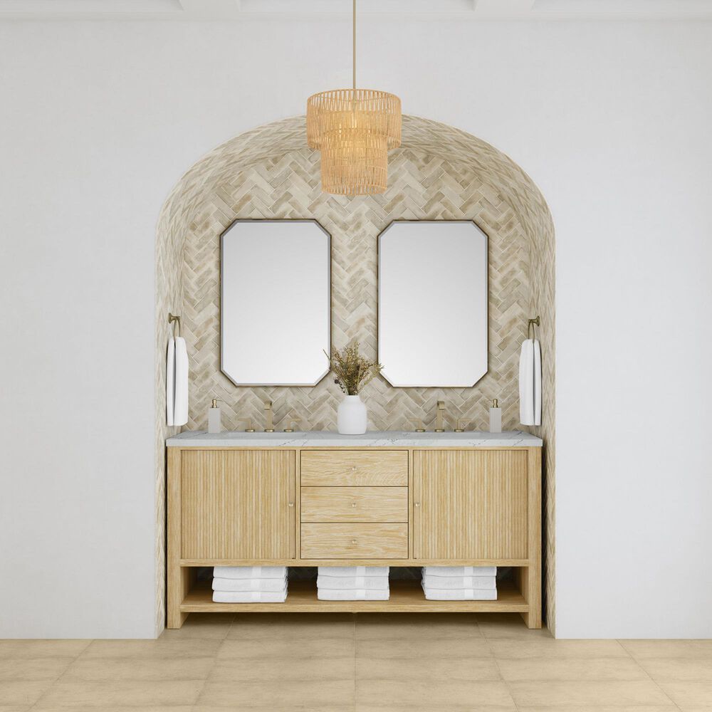 James Martin Vanities Marigot 72" Double Bathroom Vanity in Sunwashed Oak with 3 cm Ethereal Noctis Quartz Top, Rectangular Sinks and FreePower Wireless Charger, , large