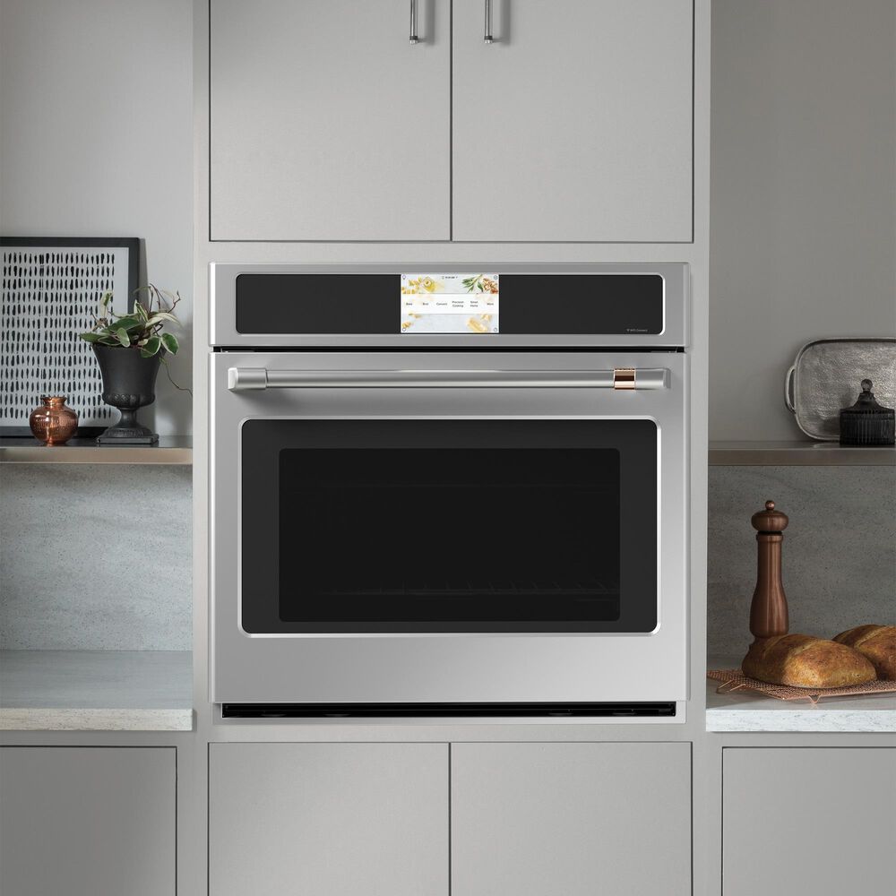 Cafe 2-Piece Kitchen Package with 30" Smart Built-In Convection Single Wall Oven and 36" Electric Cooktop in Stainless Steel, , large