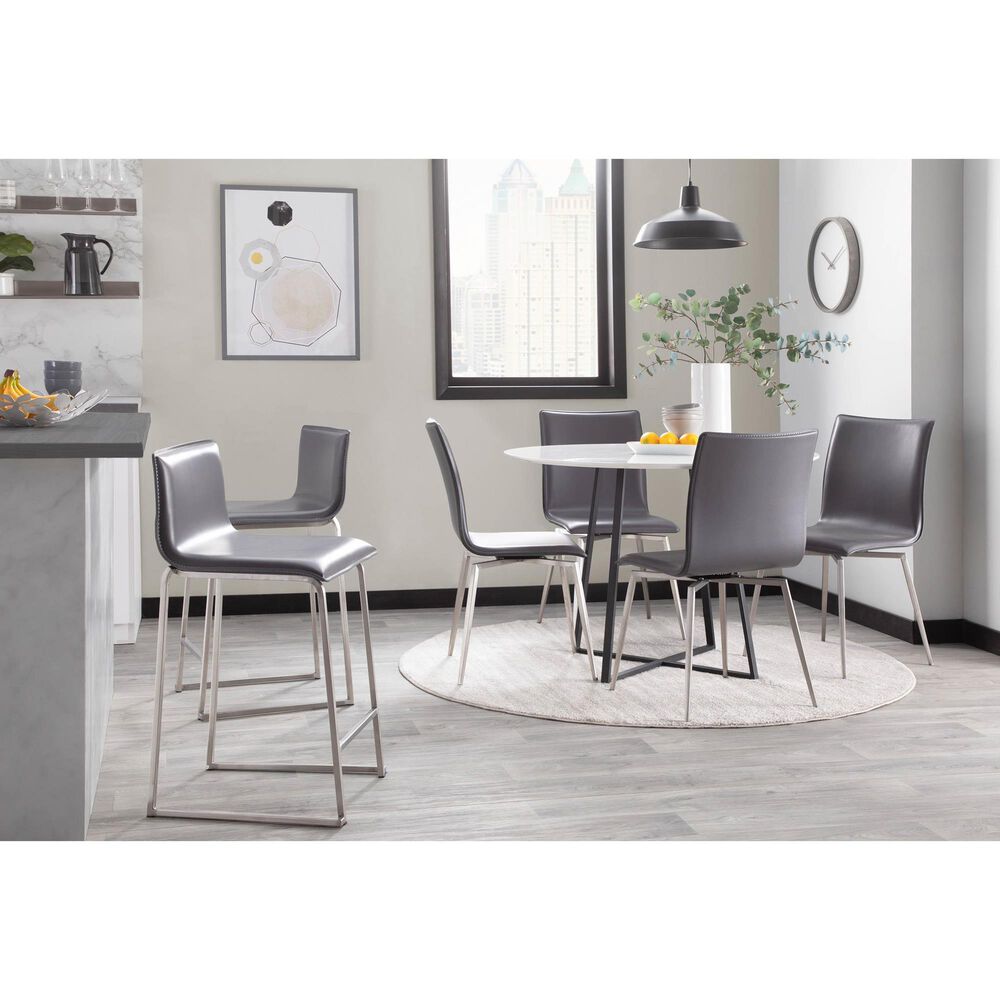 Lumisource Mara Counter Stool with Grey Cushion in Stainless Steel &#40;Set of 2&#41;, , large