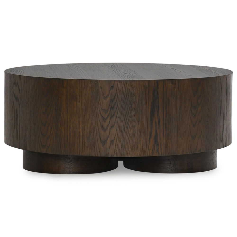 Classic Home Runa Round Coffee Table in Coffee Brown, , large