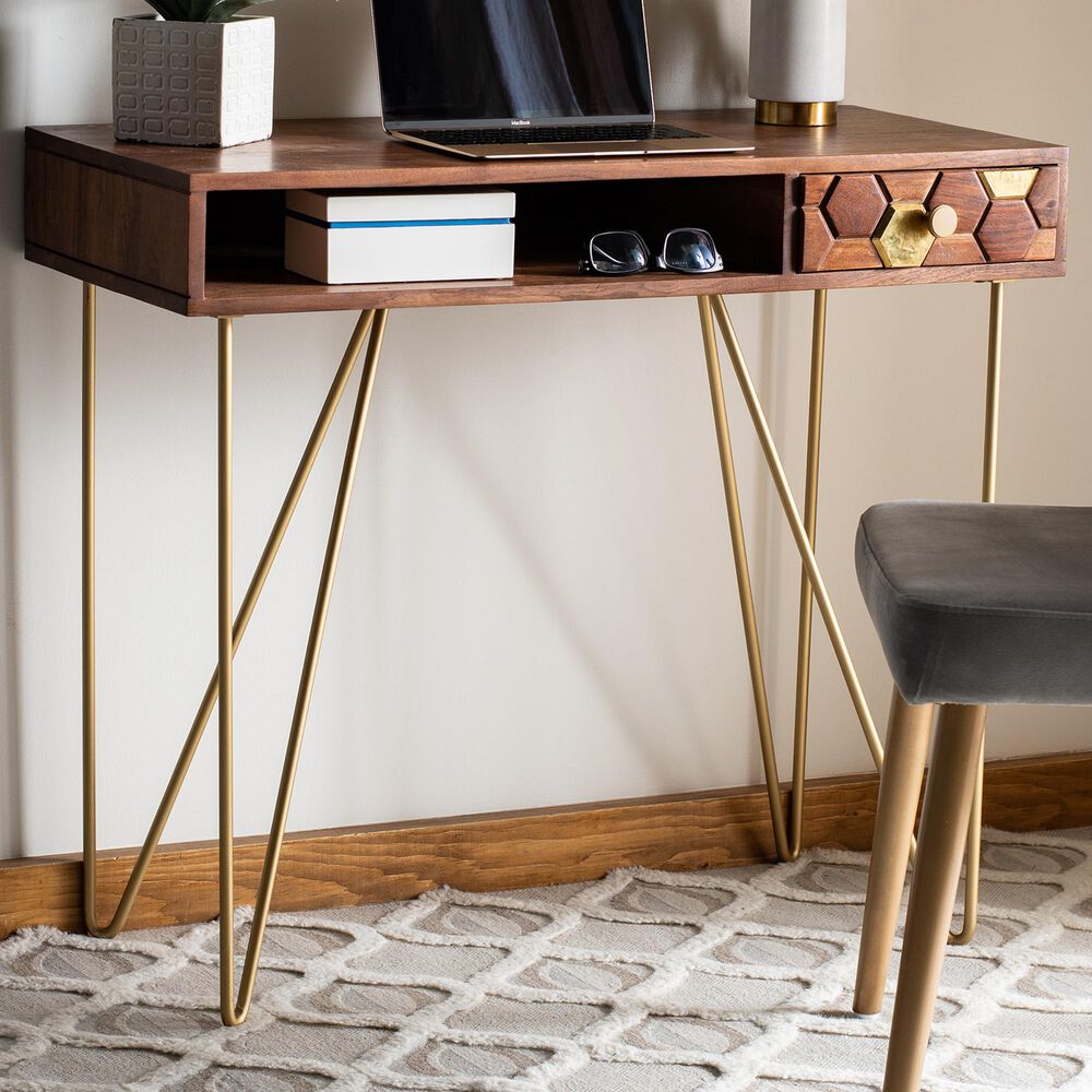 Safavieh Raveena Desk in Natural/Brass, , large
