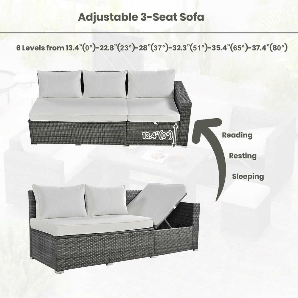 HOMLUX 6-Piece Outdoor Conversation Set with Storage Box in Beige, , large