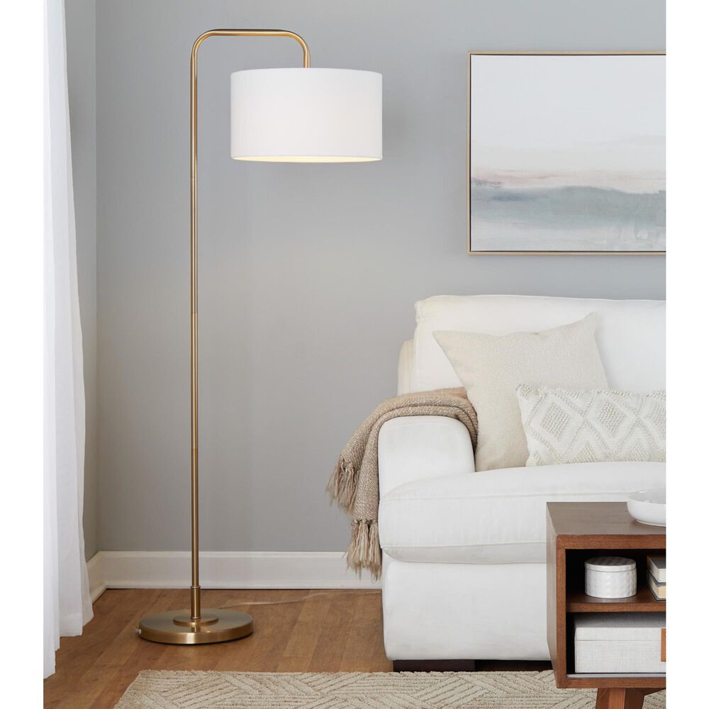 LumiSource Puck 63" Metal Floor Lamp in Brushed Nickel, , large