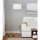 LumiSource Puck 63" Metal Floor Lamp in Brushed Nickel, , large