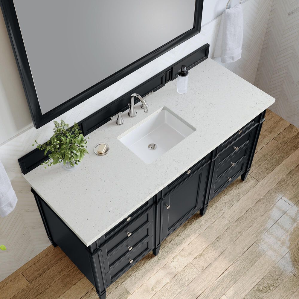James Martin Vanities Brittany 60&quot; Single Bathroom Vanity in Black Onyx with 3 cm Lime Delight Quartz Top and Rectangular Sink, , large