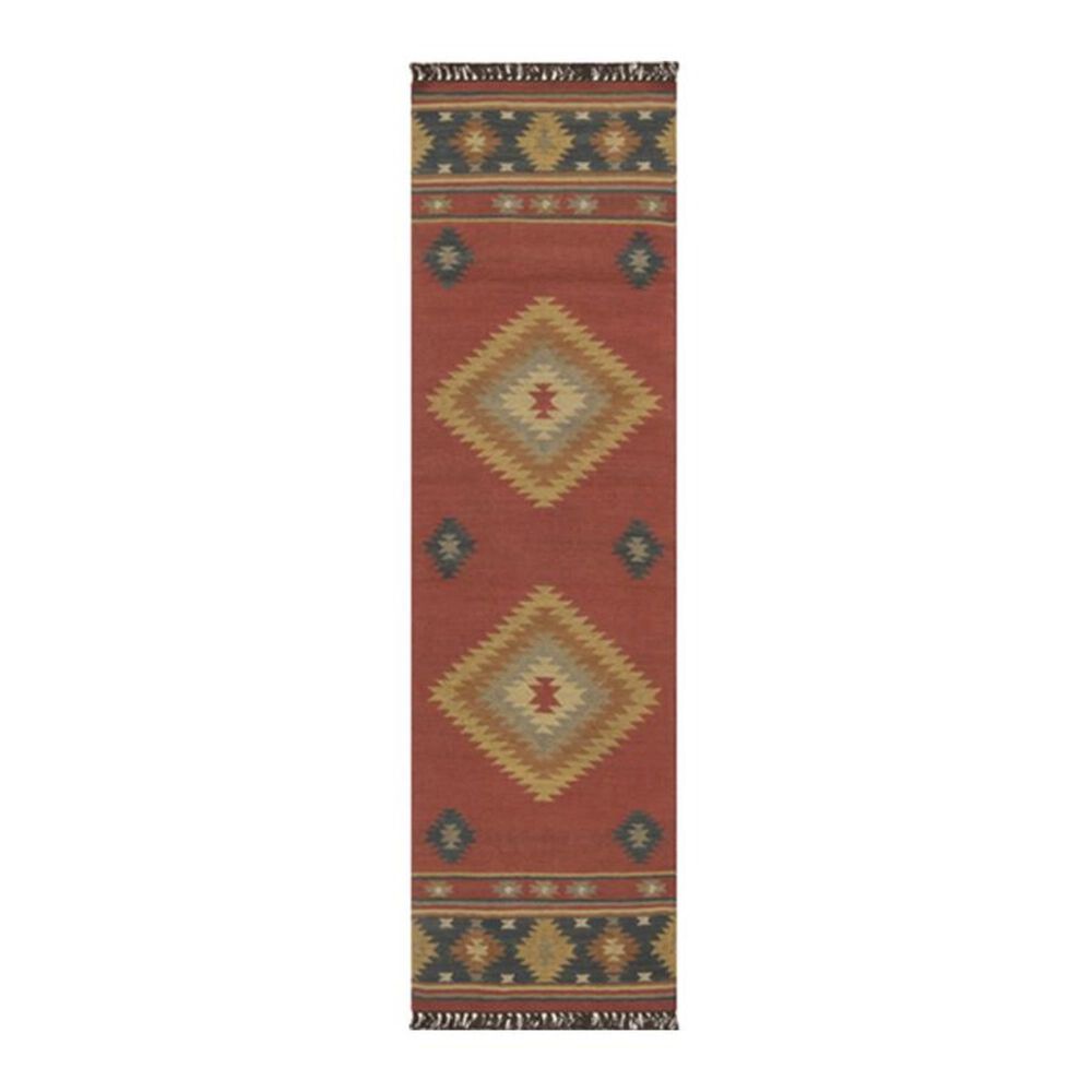 Surya Jewel Tone JT-1033 2"6" x 8" Red, Navy, Camel and Rust Runner, , large