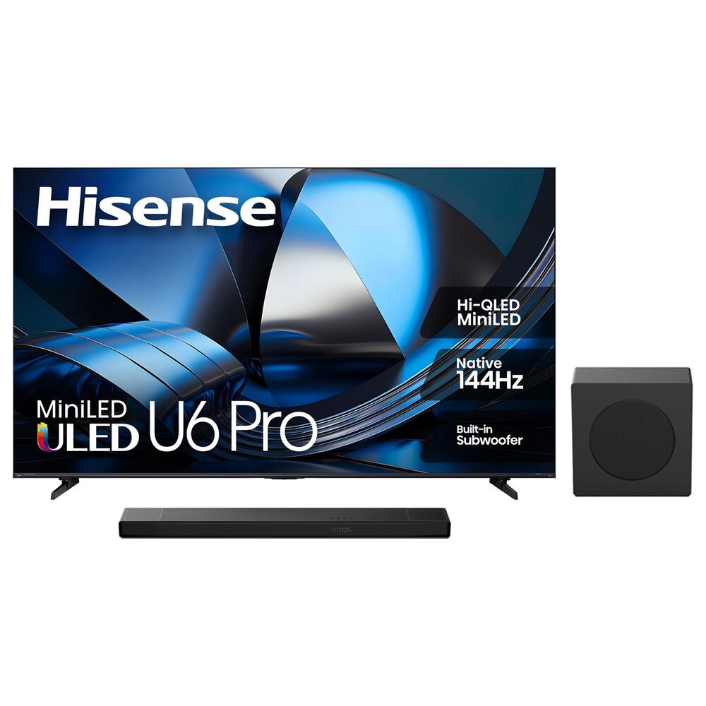 Hisense 75" Class U6 Pro Series ULED Mini-LED 4K - Smart Vidaa TV with 3.1.2 Channel Soundbar System in Black, , large
