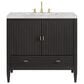 James Martin Vanities Myrrin 36" Vanity in Carbon Oak with 3 cm Carrara White Marble Top, , large