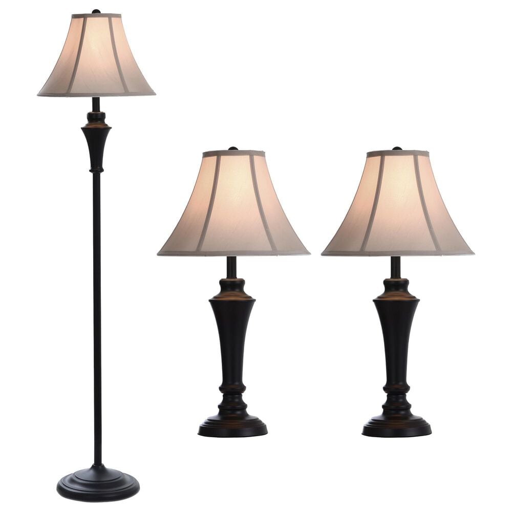 Stylecraft Lamps 3-Piece Lamp Set in Aged Bronze Steel, , large