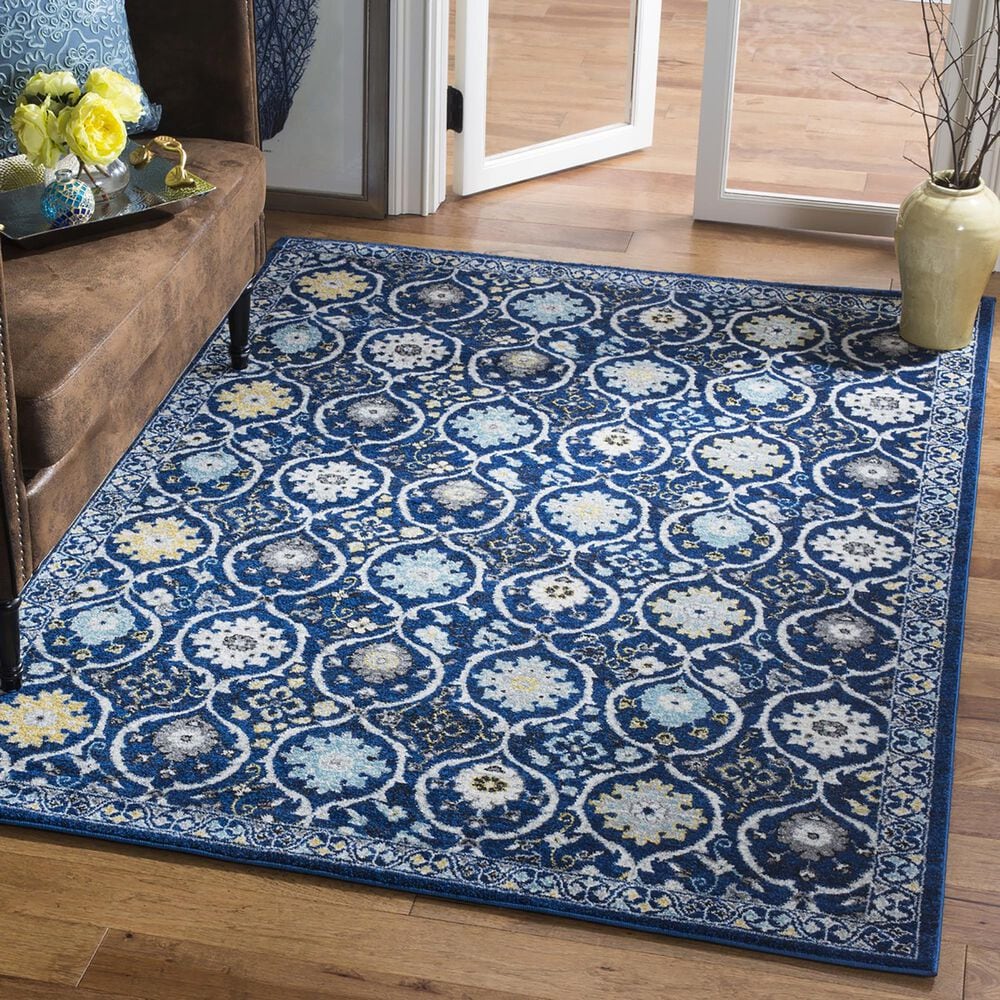 Safavieh Evoke EVK210A 3&#39; x 5&#39; Royal Blue and Ivory Area Rug, , large