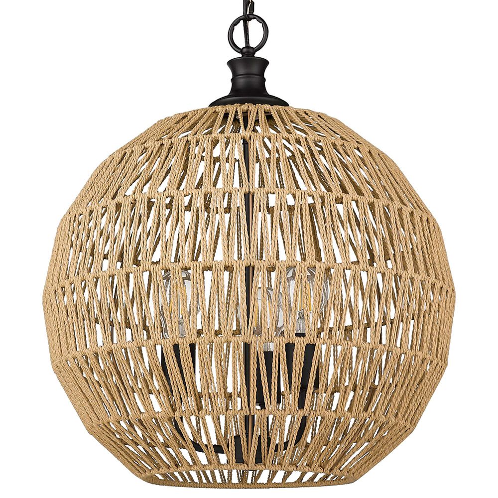 Golden Lighting Florence 3-Light Pendant in Matte Black, , large