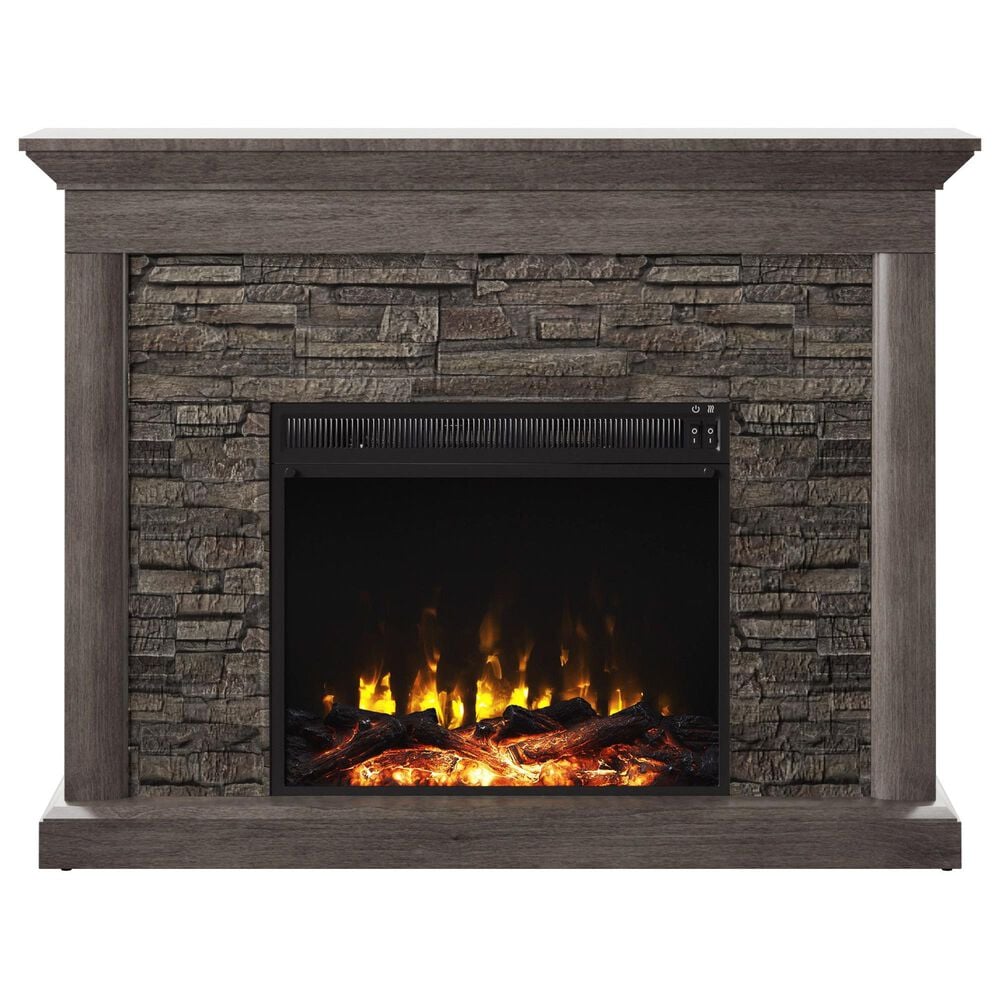 Classic Flame 48" Stacked Stone Wall Mantel with Electric Fireplace in Gray, , large