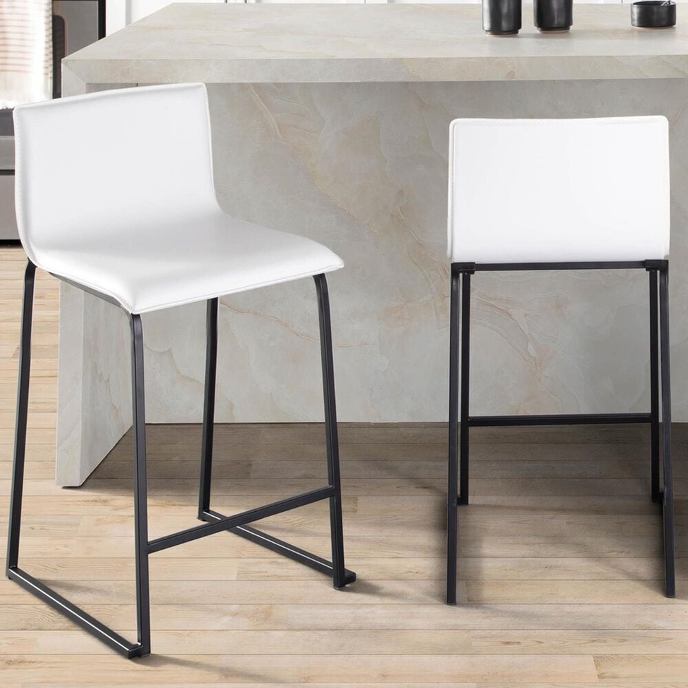 Lumisource Mara Counter Stool with White Cushion in Black &#40;Set of 2&#41;, , large
