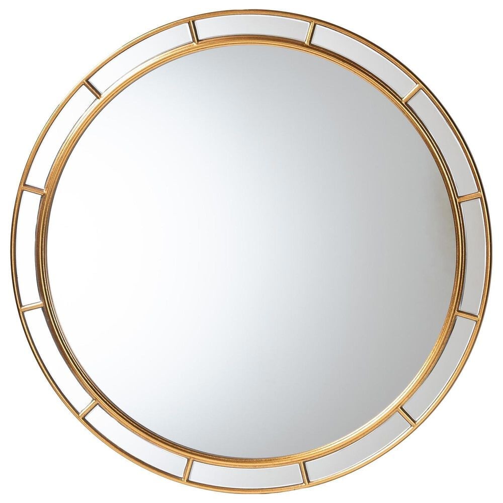 Baxton Studio Ulvi Round Accent Mirror in Antique Gold Leaf, , large
