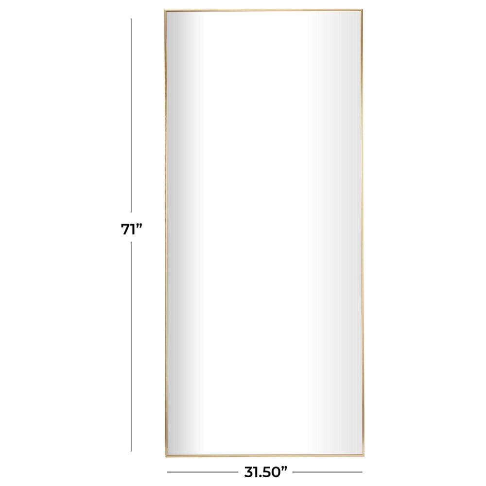 Maple and Jade 47&quot; Rectangular Metal Wall Mirror with Thin Frame in Gold, , large