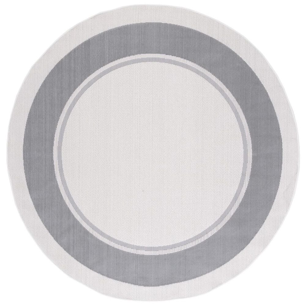 Safavieh Martha Stewart Cyprus Chevron 6"7" Round Ivory and Grey Area Rug, , large