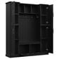 HOMLUX 5-Hook Hall Tree with 4 Side Cabinets and Storage Bench in Black, , large