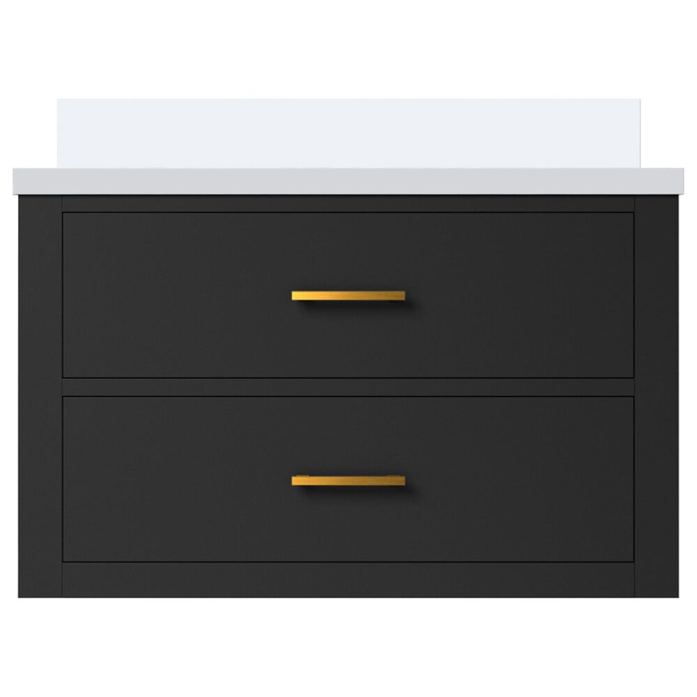 Lexora Home Castor 30&quot; Single Bathroom Vanity in Black with 2 cm White Cultured Marble Top and Rectangular Sink, , large