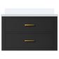 Lexora Home Castor 30" Single Bathroom Vanity in Black with 2 cm White Cultured Marble Top and Rectangular Sink, , large
