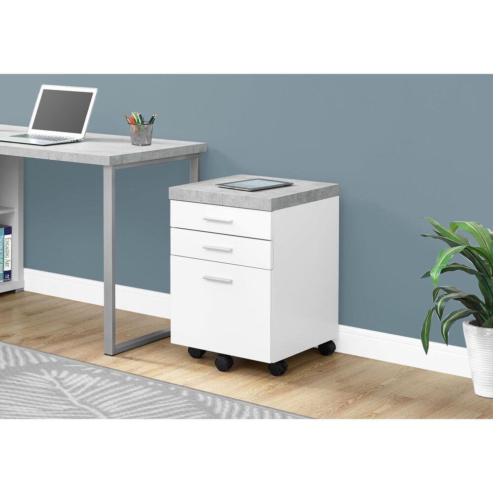 Monarch Specialties 3-Drawer Filling Cabinet in White, Grey and Black, , large