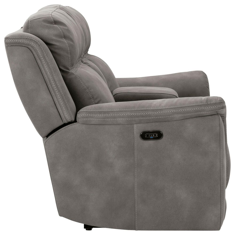 Ashley Next-Gen DuraPella Power Console Loveseat with Power Headrest in Slate, , large