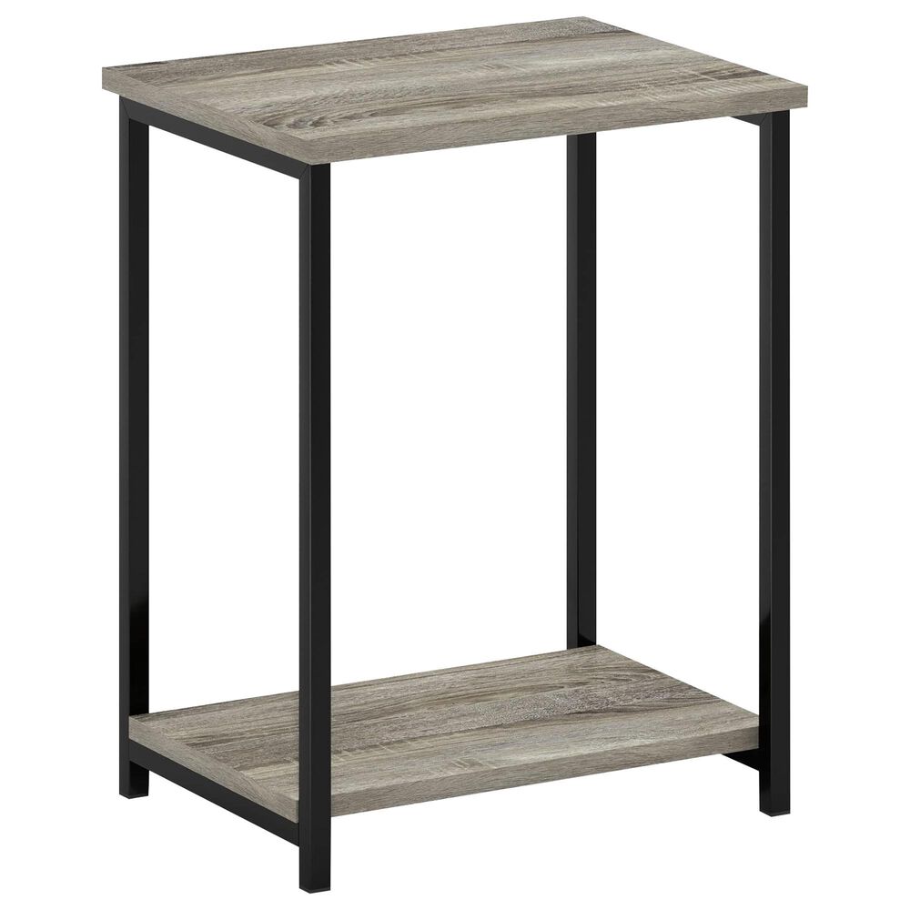 HOMLUX 2-Tier End Table with Open Shelf Storage Display in French Oak, , large