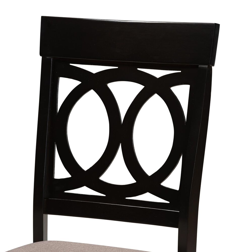 Baxton Studio Lucie Side Chair with Sand Cushion in Espresso Brown (Set of 2), , large