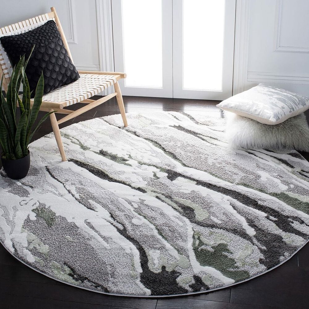 Safavieh Century 6&#39;7&quot; Round Grey and Green Area Rug, , large