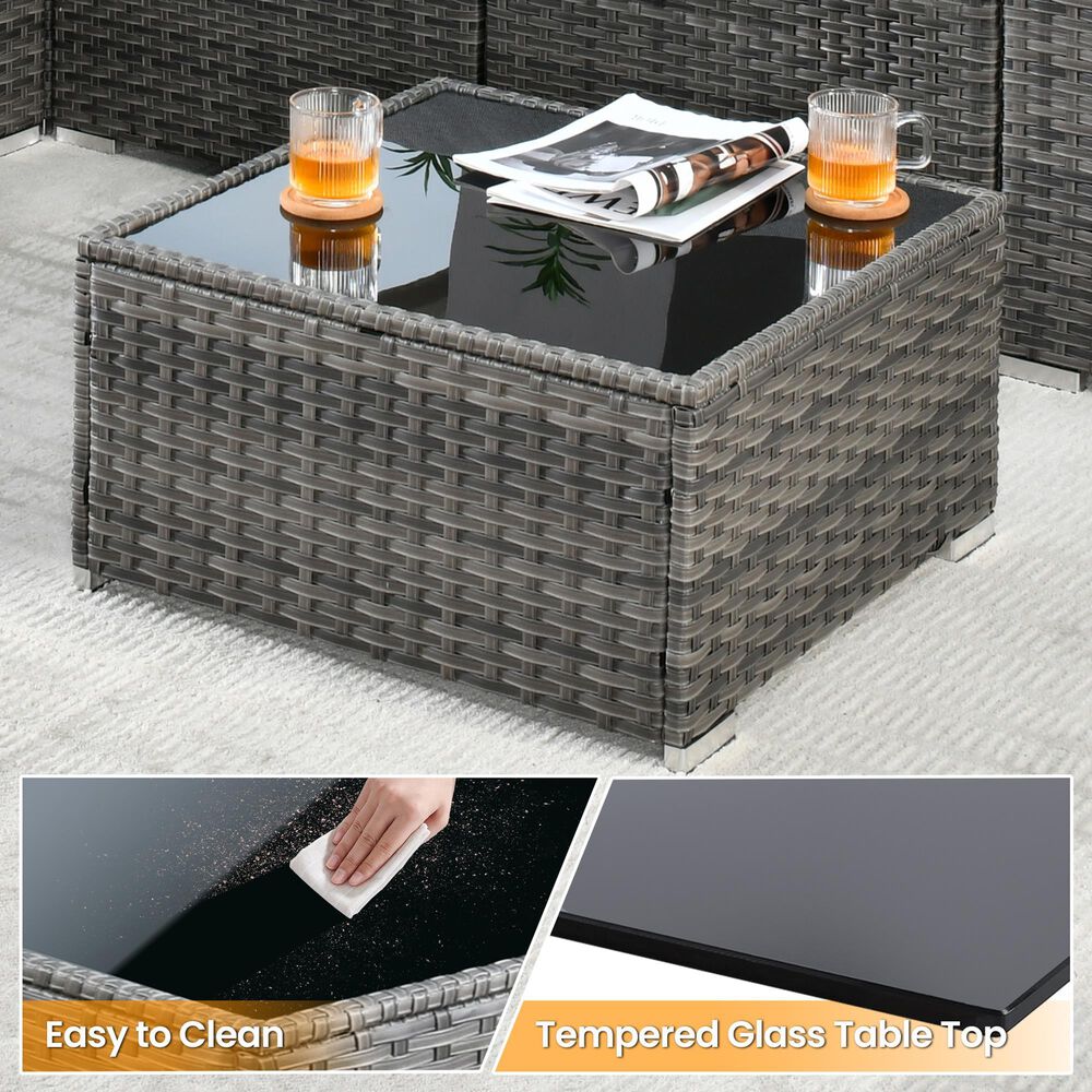 HOMLUX 11-Piece Patio Sectional Set in Black, , large