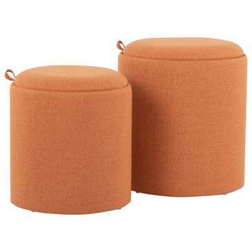 Lumisource Tray Nesting Storage Ottomans in Orange (Set of 2), , large