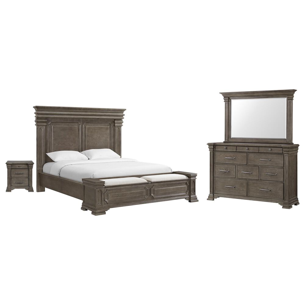 Mayberry Hill Kings Court 4 Piece King Storage Bedroom Set in Grey, , large