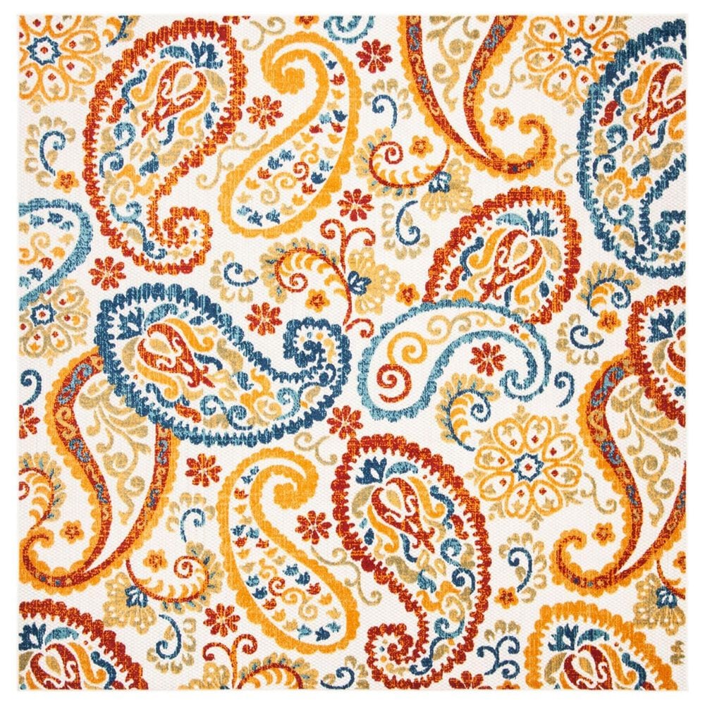 Safavieh Cabana 4" Square Cream and Navy Indoor/Outdoor Area Performance Rug, , large