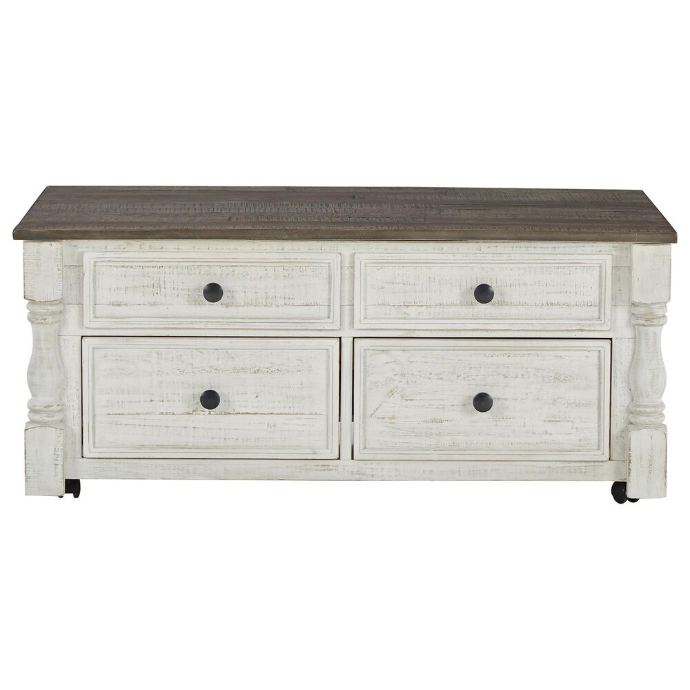 Ashley Havalance Lift-Top Coffee Table in Distressed Vintage White and Weathered Gray, , large