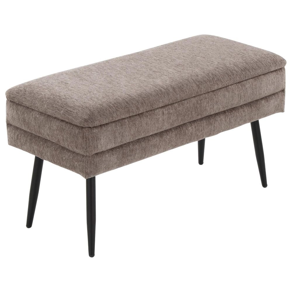 Lumisource Neapolitan Storage Bench with Brown Cushion in Black, , large