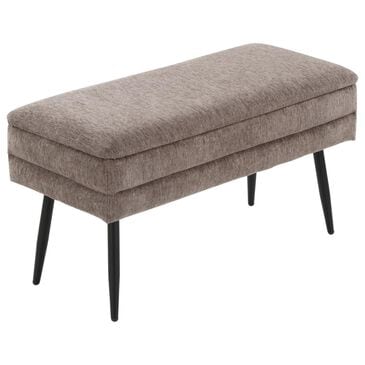 Lumisource Neapolitan Storage Bench with Brown Cushion in Black, , large