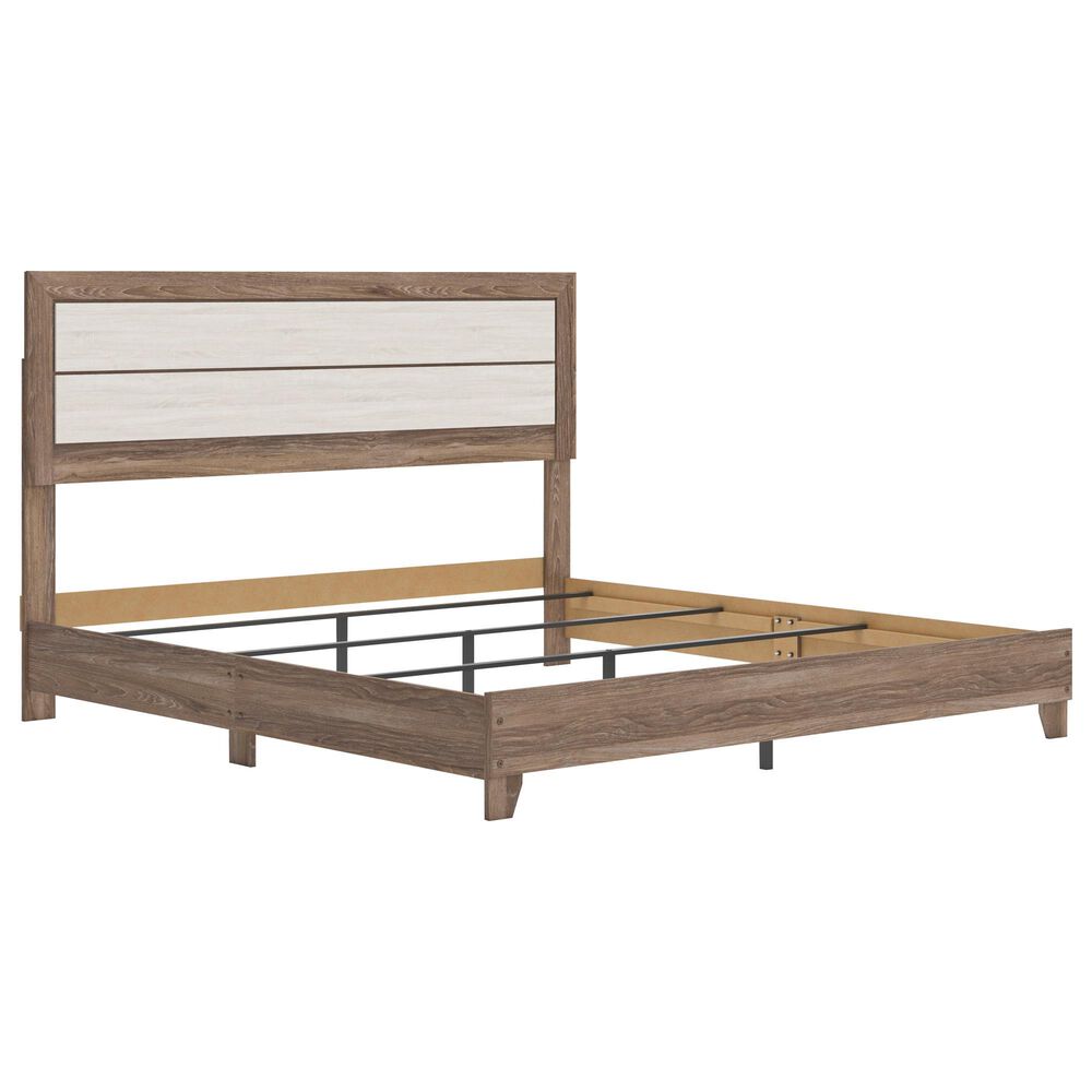 Ashley Sharnari King Panel Bed in Warm Gray, Brown and Antique White, , large