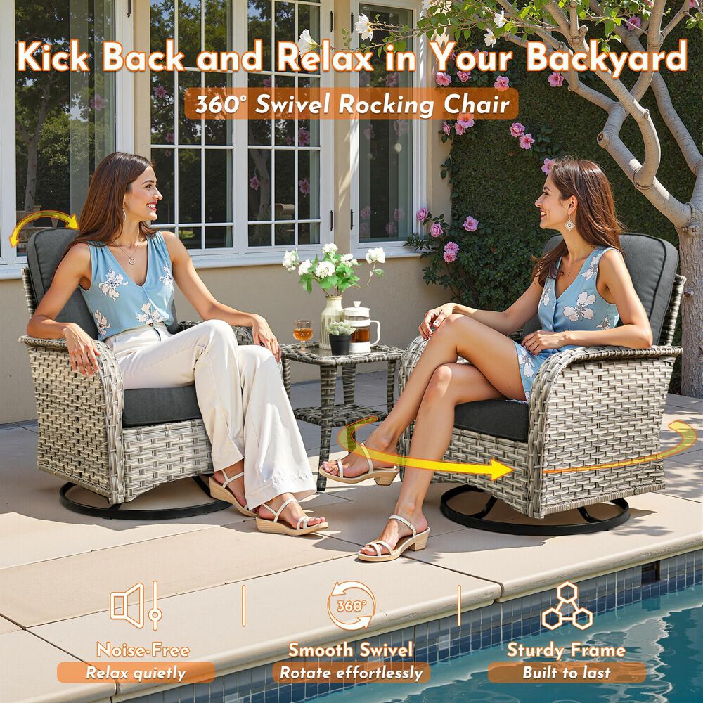 HOMLUX 9-Piece Modular Patio Conversation Set in Black, , large