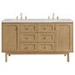 James Martin Vanities Laurent 60" Double Bathroom Vanity in Light Natural Oak with 3 cm Eternal Jasmine Pearl Quartz Top and Rectangular Sinks, , large