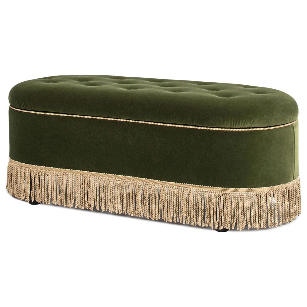 Jennifer Taylor Home Melinda Storage Bench with Tufted Bullion Fringe in Olive Green, , large