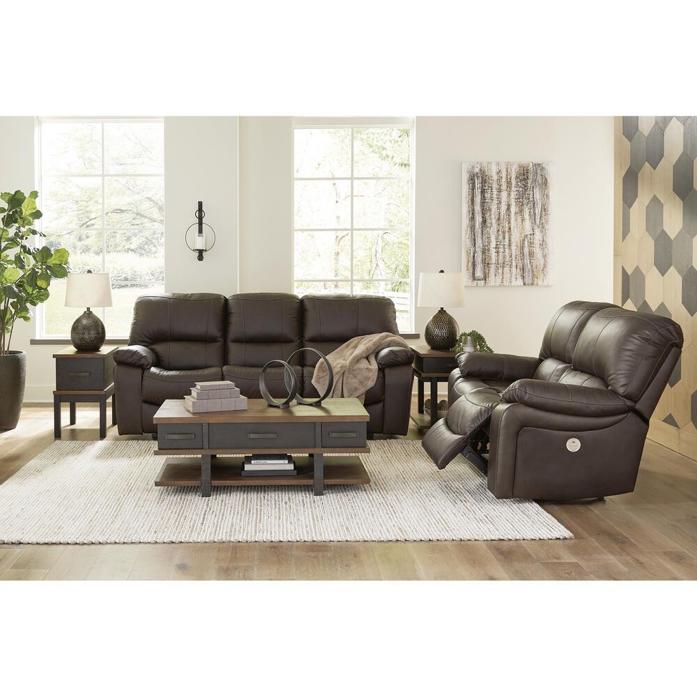 Ashley Leesworth Power Reclining Sofa in Dark Brown, , large