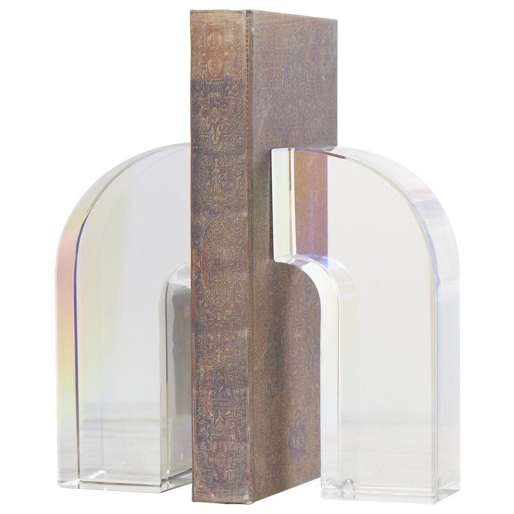 Maple and Jade Arched Geometric Decorative Bookend in Clear &#40;Set of 2&#41;, , large