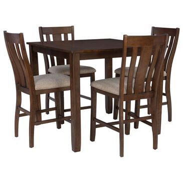 Linon Home Decor Lepine 5-Piece Counter Height Dining Set in Brown, , large