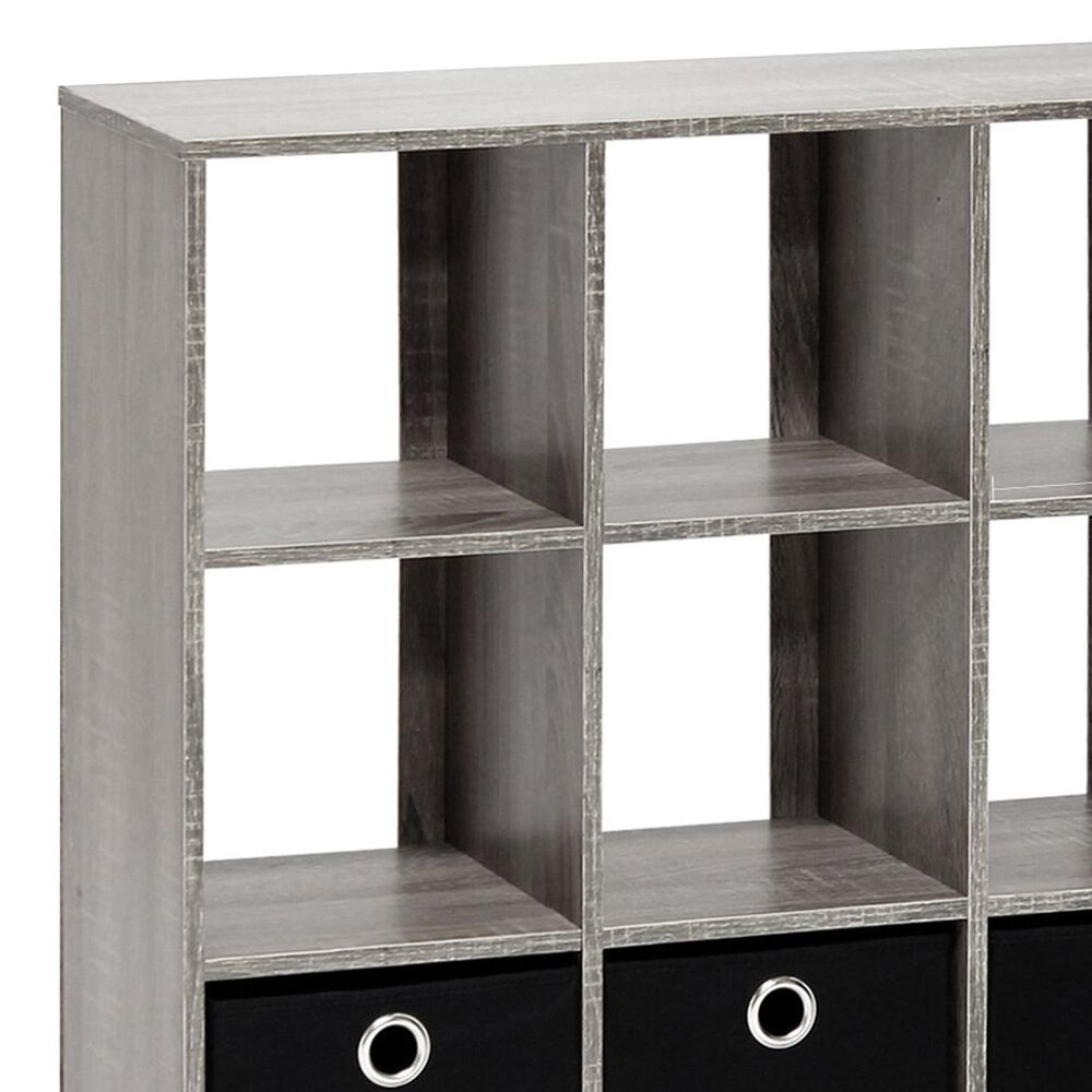 HOMLUX 9-Cube Standing Bookshelf with Bins in Grey, , large