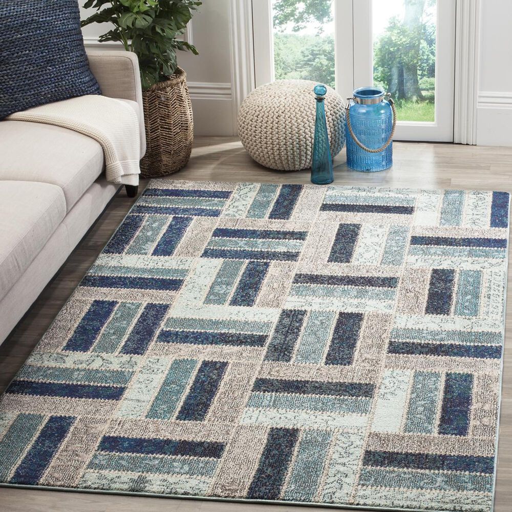 Safavieh Monaco MNC214E-5 5&#39;1&quot; x 7&#39;7&quot; Grey/Blue Area Rug, , large