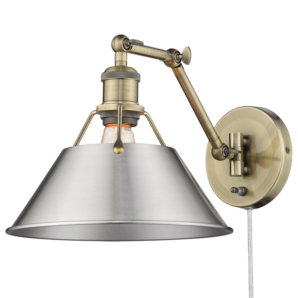 Golden Lighting Orwell 1-Light Wall Sconce in Aged Brass and Navy, , large