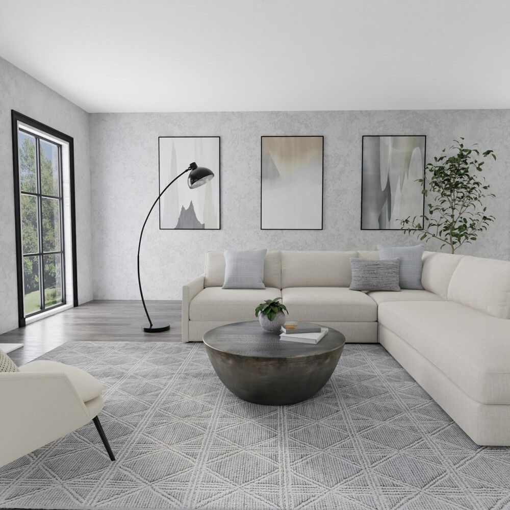 Feizy Rugs Corwin 5&#39; x 8&#39; Silver and Ivory Area Rug, , large