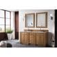 James Martin Vanities Bristol 72" Double Bathroom Vanity in Saddle Brown with 3 cm Carrara White Marble Top and Rectangular Sinks, , large