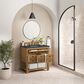 James Martin Malibu 36" Single Bathroom Vanity in Amber Birch with 3 cm Charcoal Soapstone Quartz Top and Rectangular Sink, , large