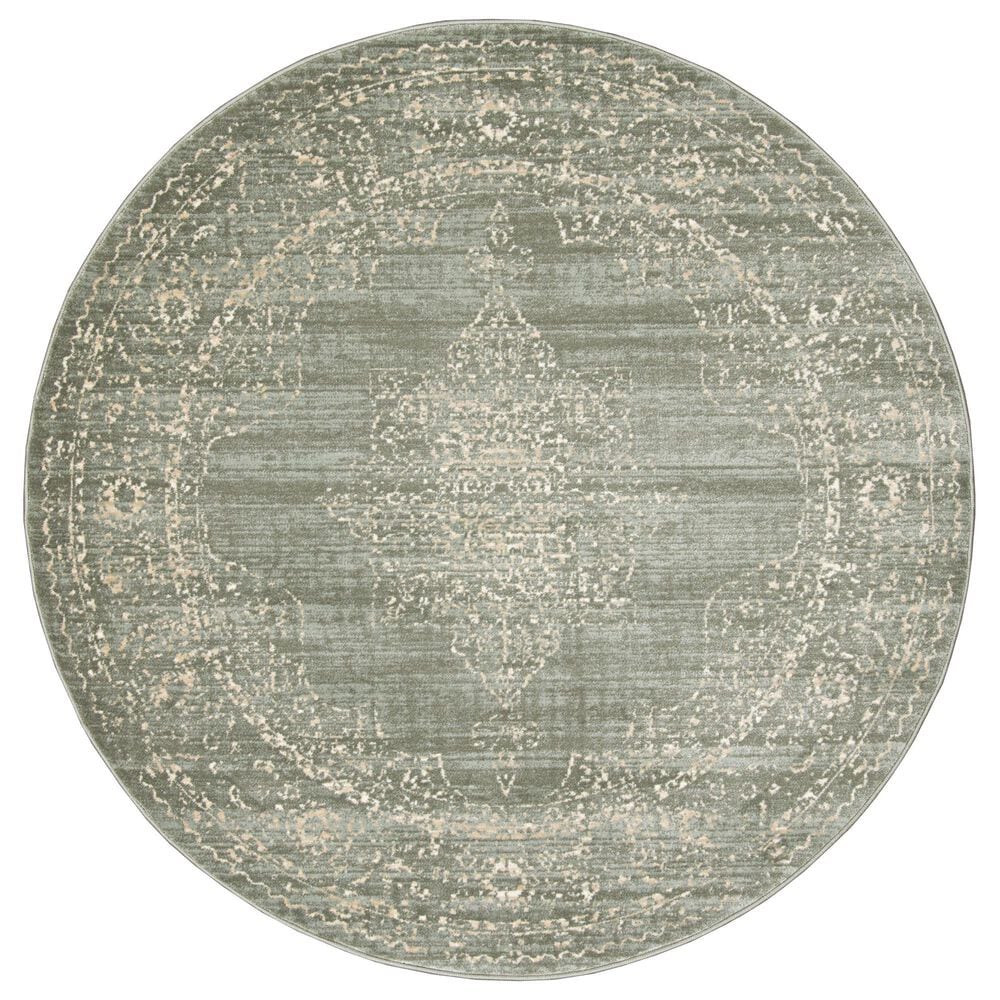Radici USA Colosseo 3563 Green 5"3" Round Area Rug, , large