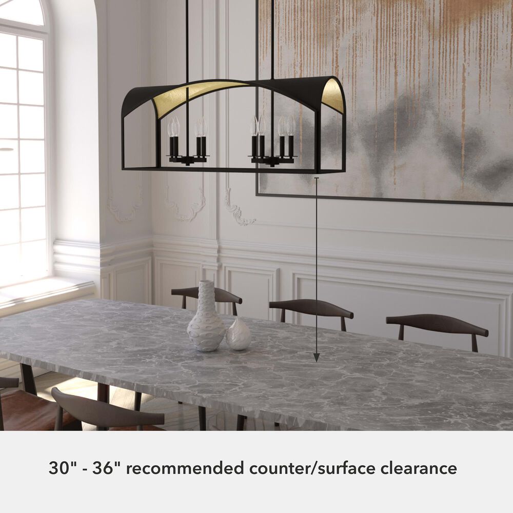 Hunter Dukestown 8-Light Linear Chandelier in Natural Iron and Gold Leaf, , large